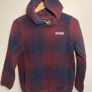 Vineyard vines boys fleece plaid hoodie.
